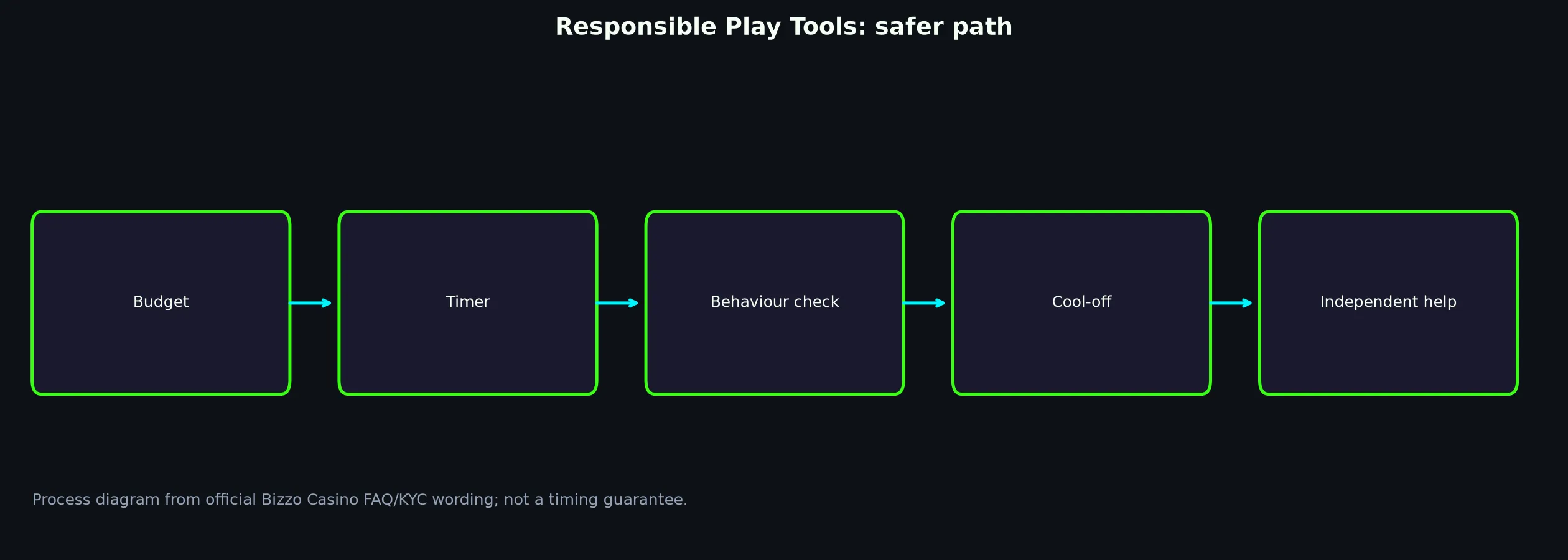 Bizzo Casino Responsible Play Tools evidence chart