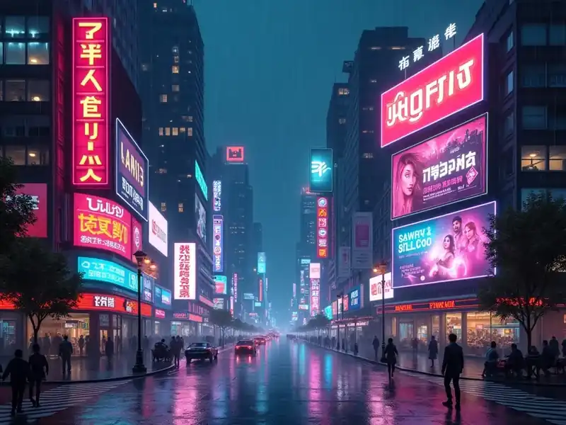 Neon Rush: Cyberpunk pokie artwork at Bizzo Casino